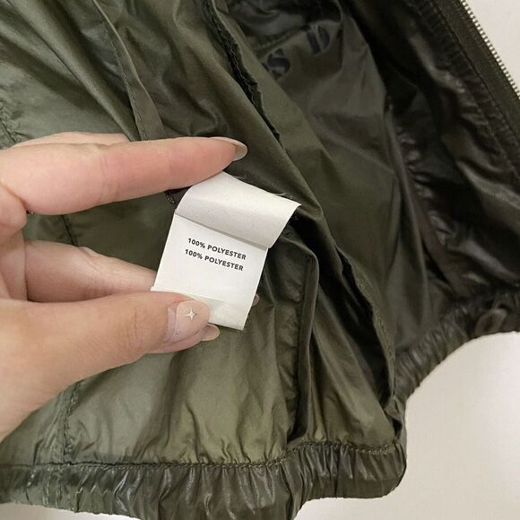 AGNES B. Dark Green Full zip Lightweight utility windbreaker hooded jacket SZ 1 - Picture 6 of 9